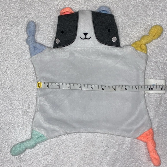 Cloud Island Panda Bear Security Blanket Baby Lovey Gray White Multicolor Knots - Picture 3 of 7